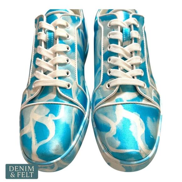 Christian‎ Louboutin Louis Junior Spikes Low Top Sneakers Blue White Size 42 main image 9